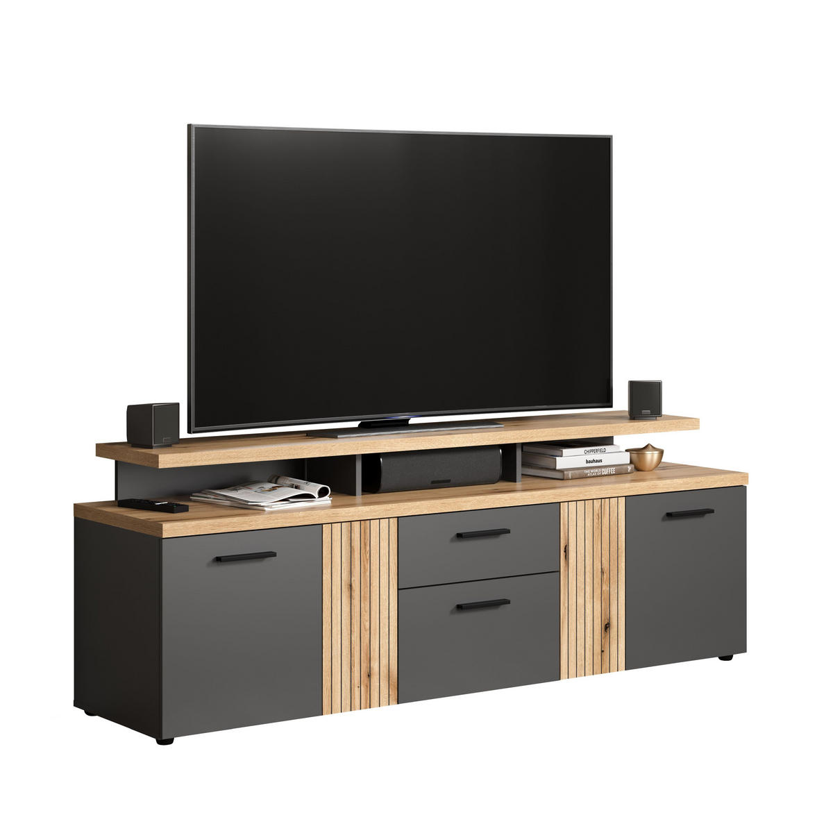 TV-LOWBOARD Esteban Anthrazit 180 / 67 / 47 cm - Anthrazit, Holzwerkstoff (180/67/47cm)