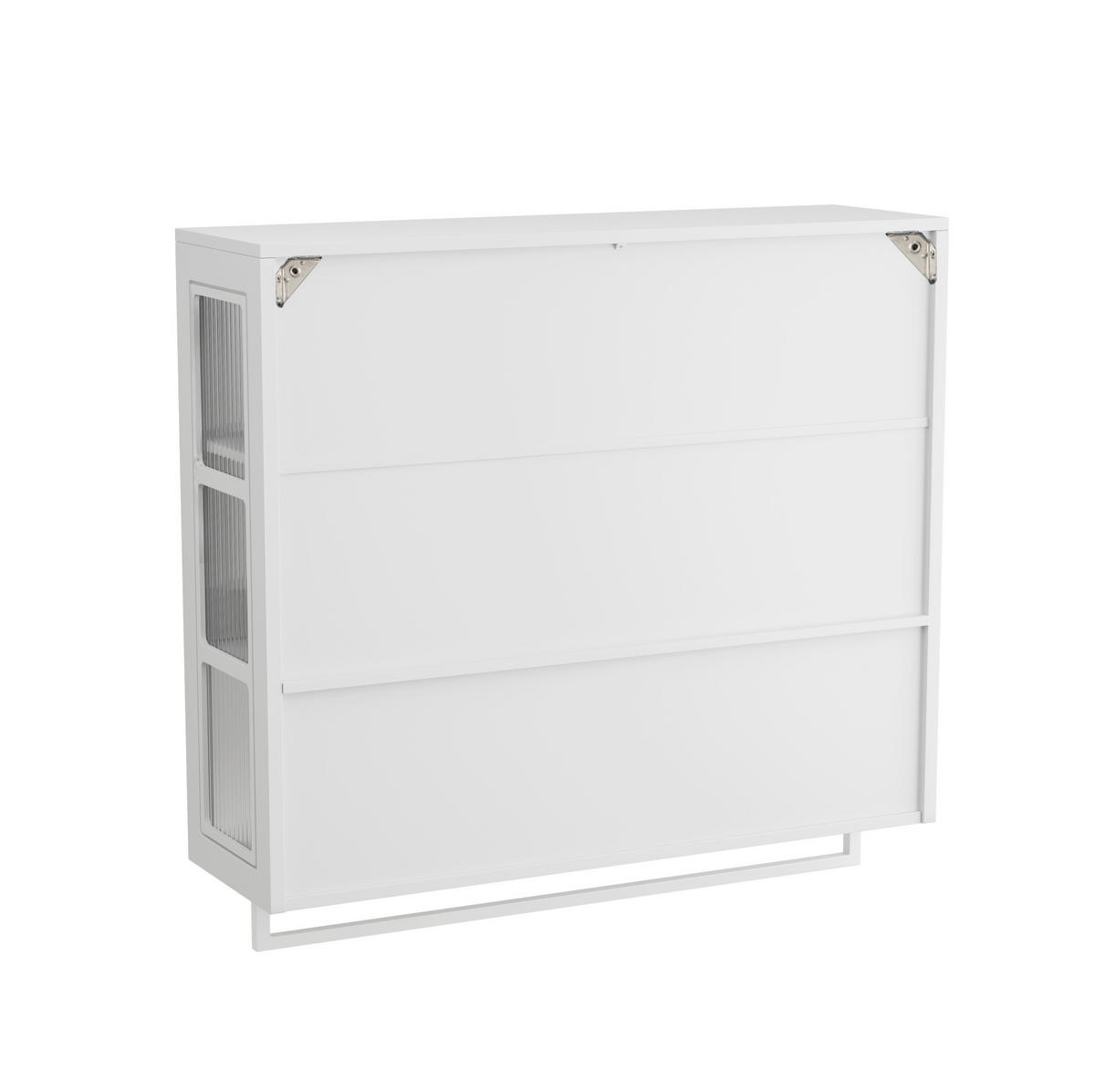 KÜCHENOBERSCHRANK 88/26/82,5 cm aus MDF und Glas mit Handtuchhalter Weiß - Weiß, Holzwerkstoff (88/82.5/26cm) - Modenvie