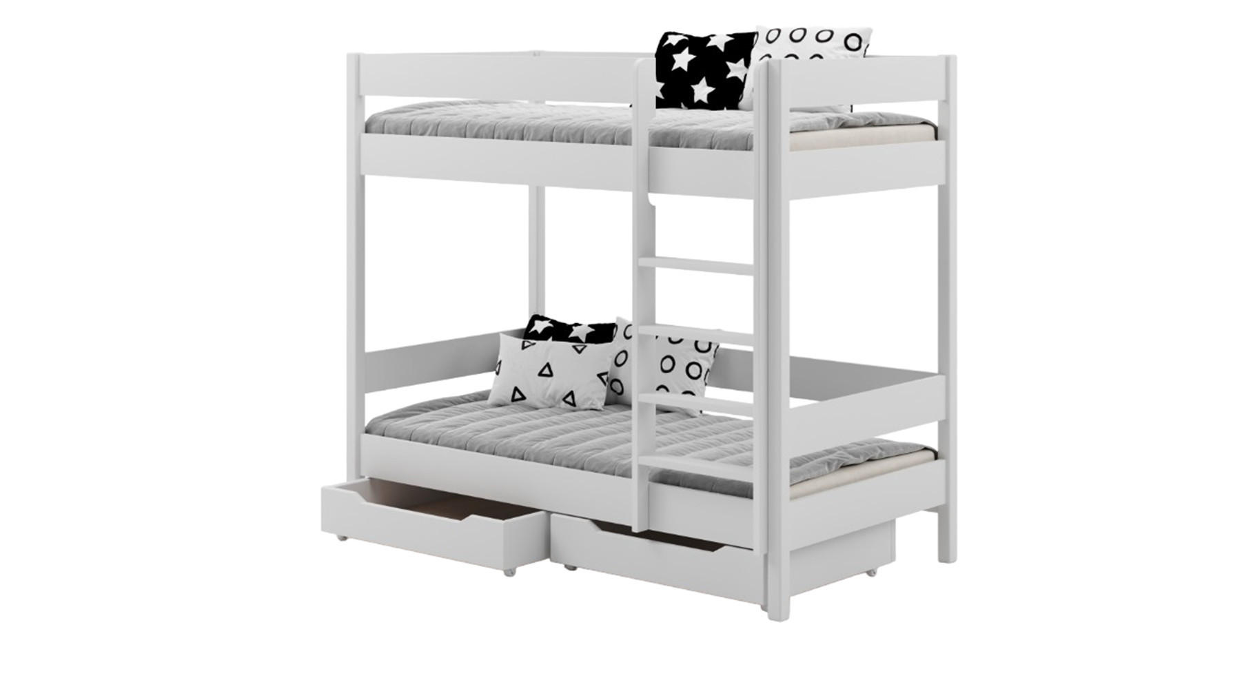 ETAGENBETT Diego 200x90 weiß mit Schubladen und Matratzen - Weiß, Holzwerkstoff (90/200cm) - LUKDOM