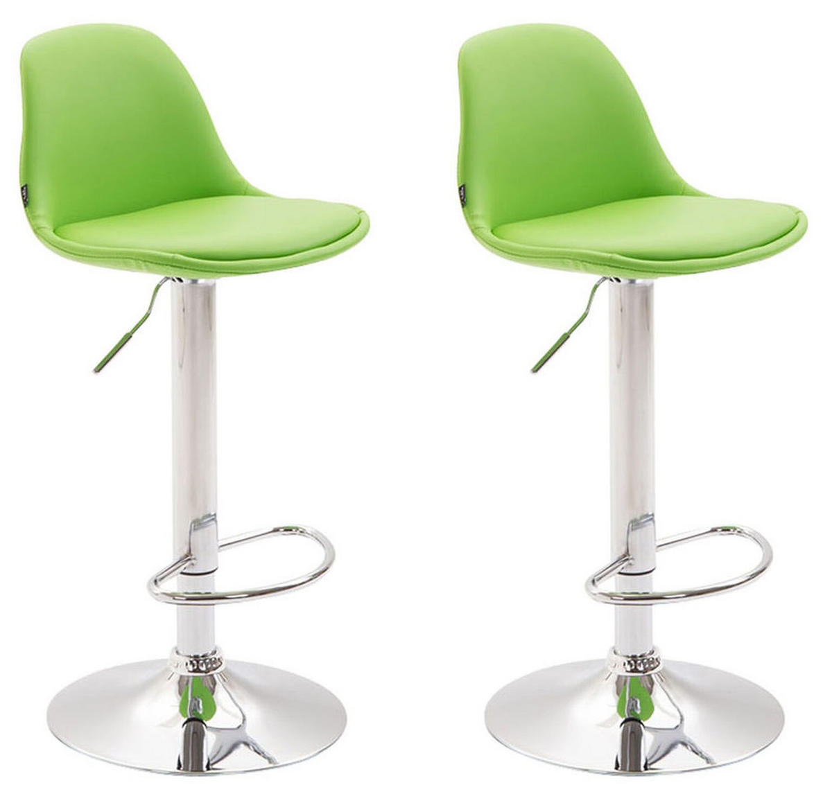 BARHOCKER Kilian, 2er Set, Gestell Metall in Chromoptik, Vollgepolstert, Kunstleder Grün - Chromfarben/Grün, Kunststoff/Textil (39/100/43cm) - TPFLiving
