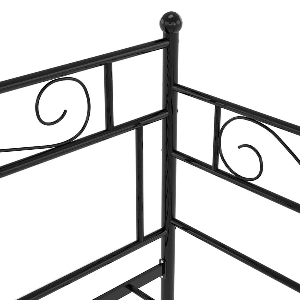 TAGESBETT AUSZIEHBAR SCHWARZ METALL 90X200 CM - Schwarz, Metall - vidaXL