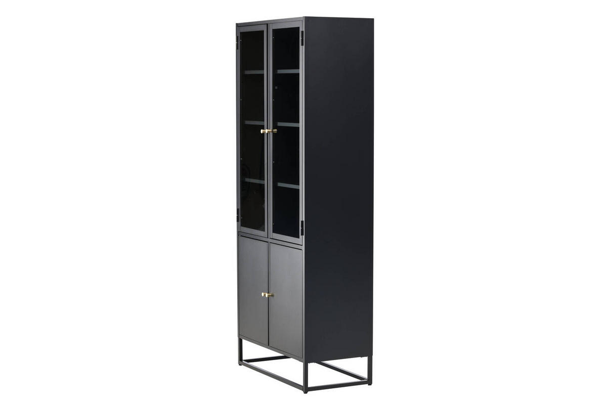VITRINENSCHRANK Baku L - Schwarz, Metall (80/190/40.5cm) - kommodly
