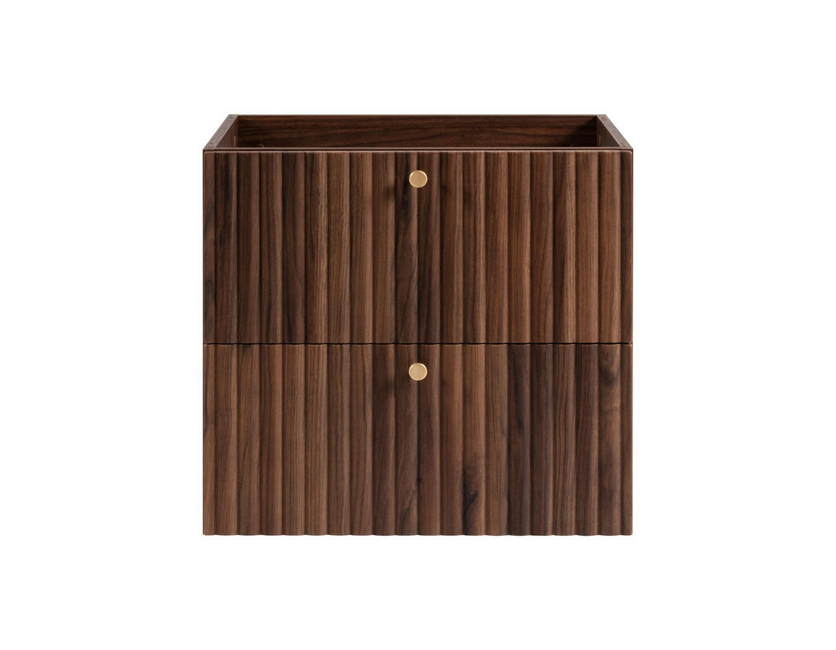 WASCHBECKENUNTERSCHRANK BELLO geriffelt Walnuss 60/57/46 cm - Walnussfarben, Holzwerkstoff/Metall (60.2/57/46cm) - Rodan