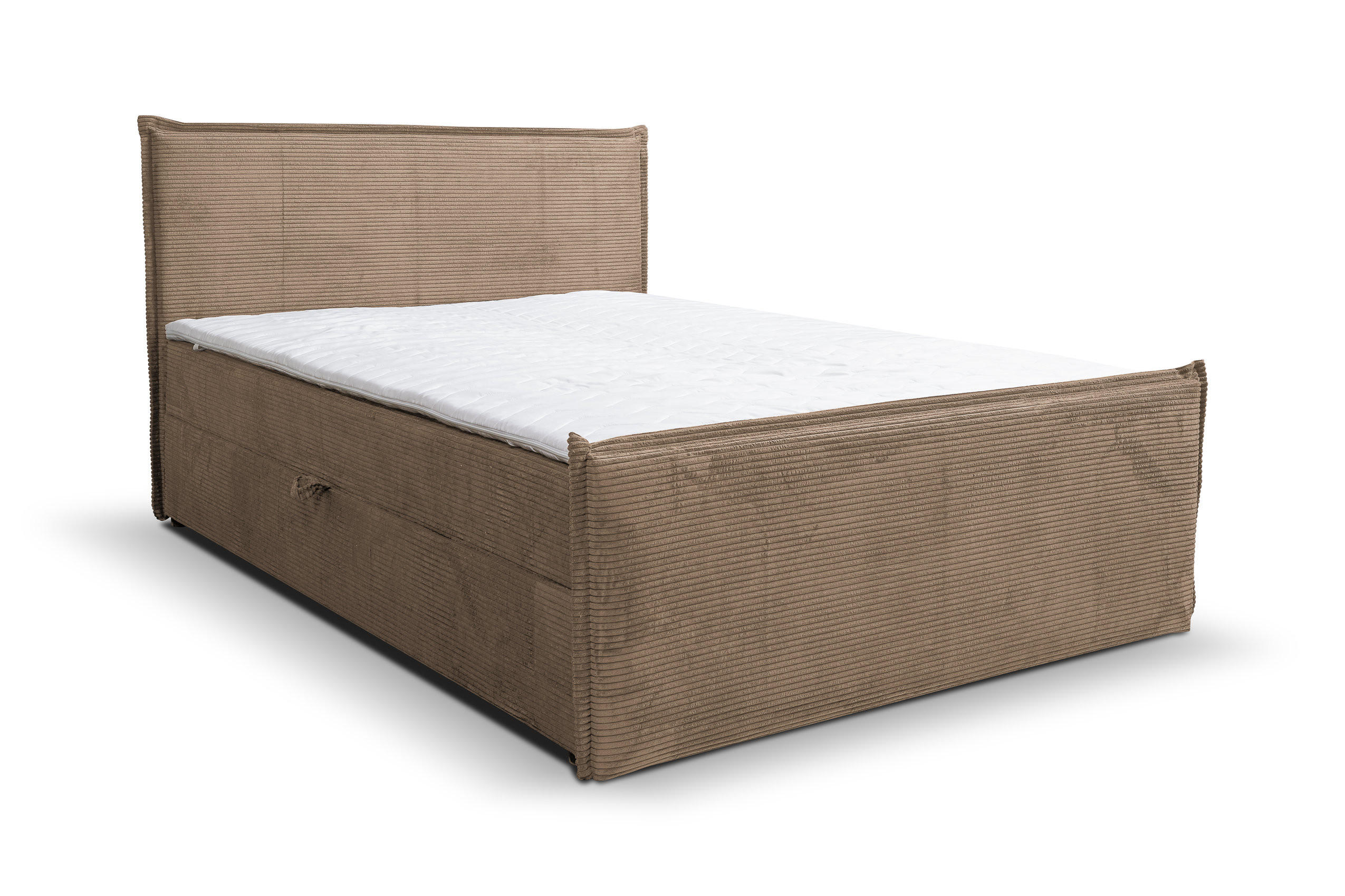BOXBETT Vanessa mit 2 Bettkästen, 180x200, Farbe: Braun, Cordstoff, mit Bonell-Matratze inkl. Topper - Braun, Holz/Kunststoff (180/200cm) - VENASI MÖBEL