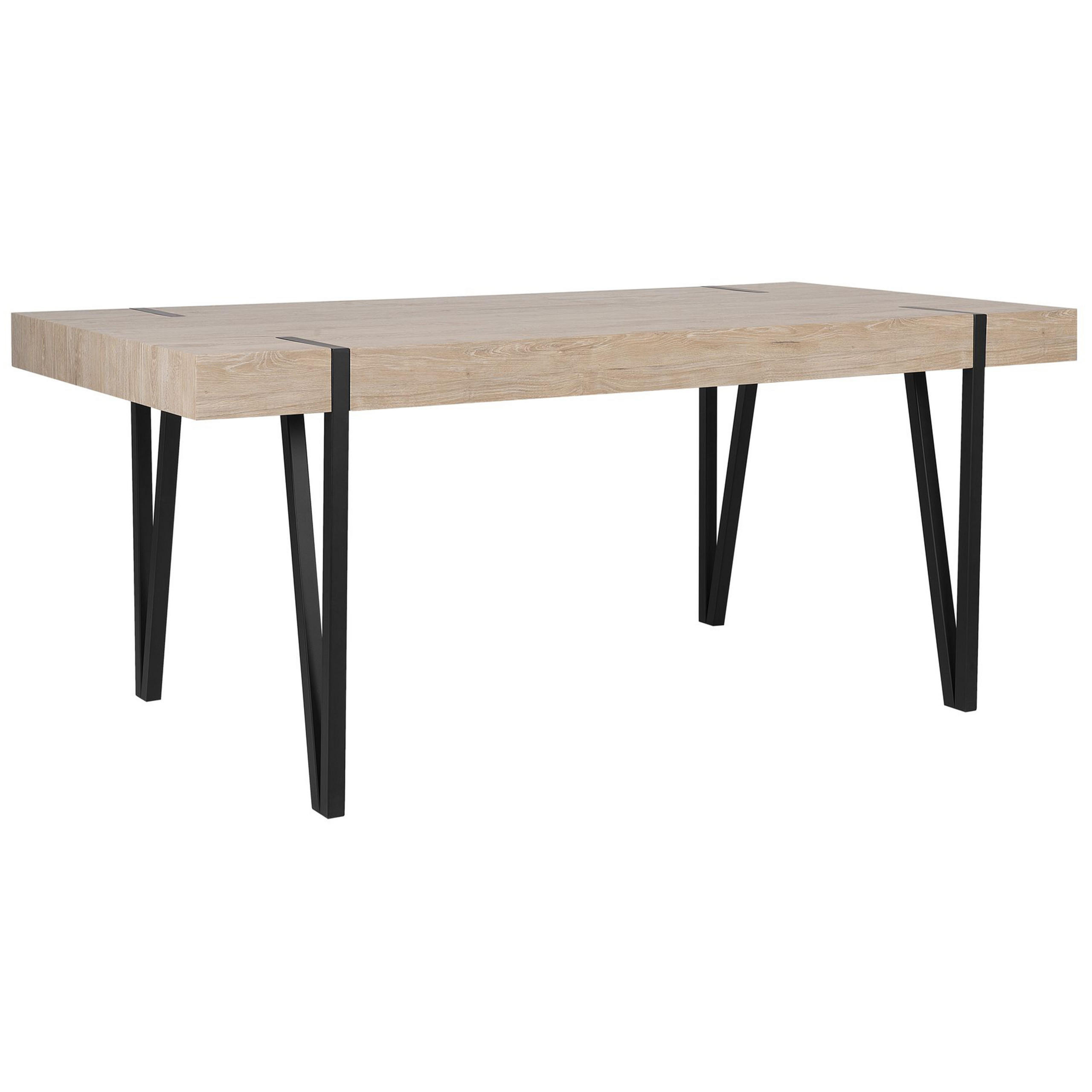 ESSTISCH 180/90/75 cm Hellbraun, Schwarz Rechteckig Adena - Hellbraun, Holzwerkstoff (180/90/75cm) - Beliani