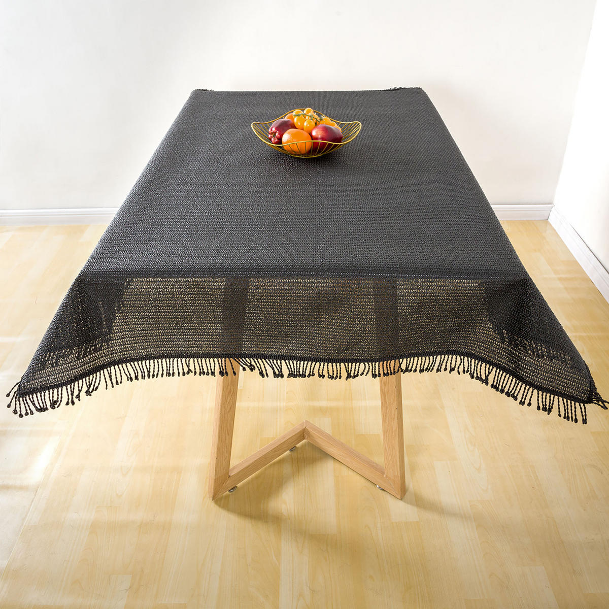 TISCHDECKE Gartentischdecke Anthrazit 140 cm rund Weichschaum - Anthrazit, Textil (140cm) - TiborTex