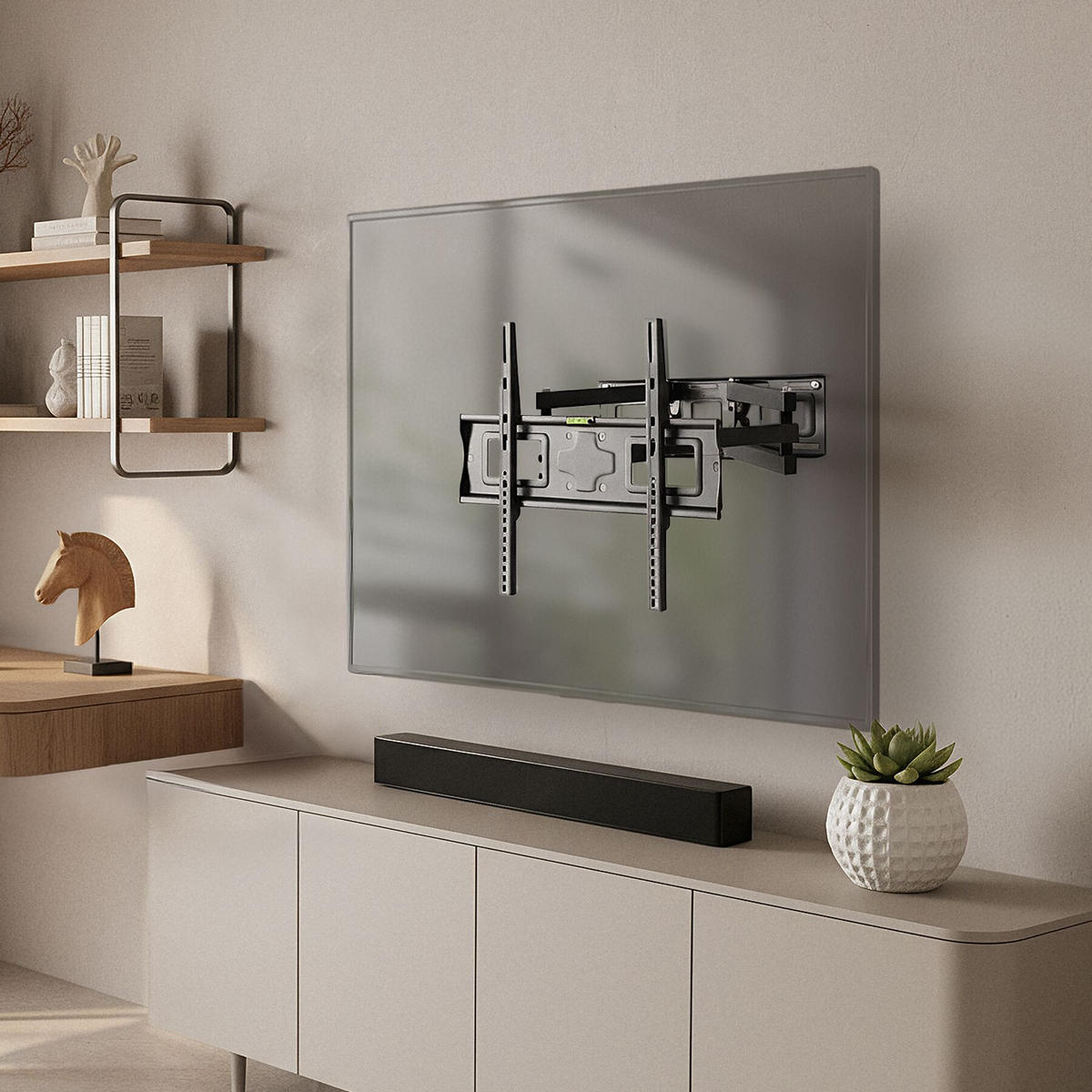 TV-WANDHALTERUNG, bis 100 kg, schwarz - Schwarz, Metall (45/40/52cm) - tectake