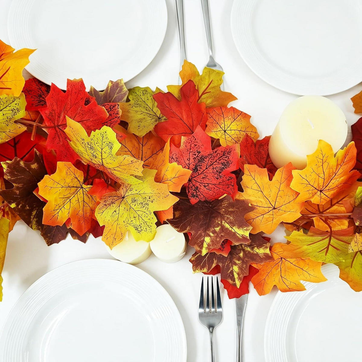 GIRLANDE 2-teiliges Set Künstliche Herbstblätter 175 cm - Multicolor, Kunststoff (1cm)