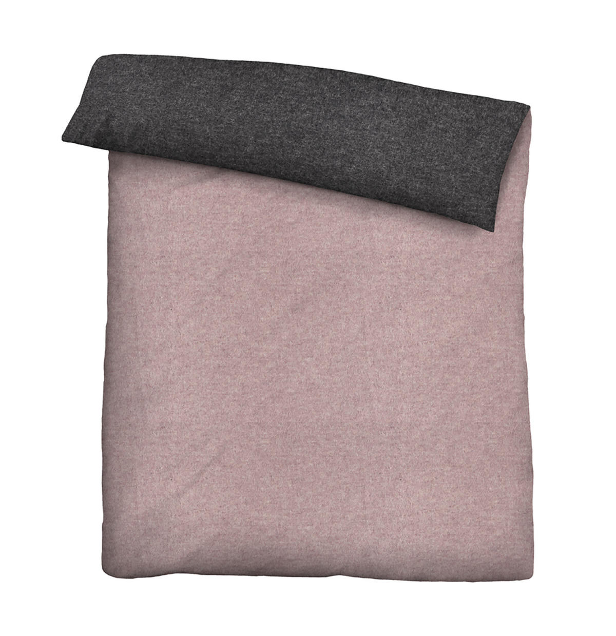 BETTWÄSCHE-GARNITUR Biber Melange UNI brombeer, 155x200 cm + 80x80 cm - Brombeere, Textil (155/200cm) - biberna
