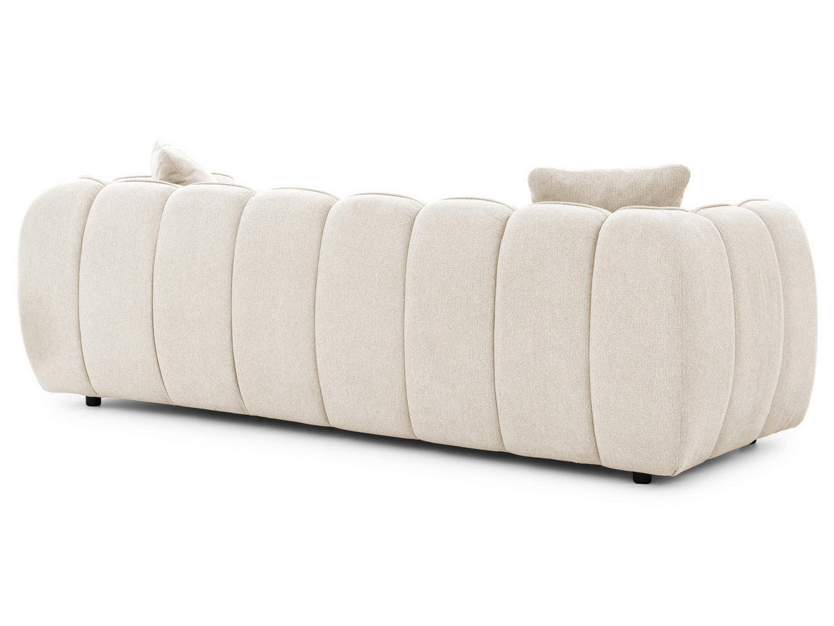 3-SITZER SOFA Nubira in tief gesteppter Bubble-Optik aus weichem Hellbeige Strukturstoff im modernen Design - Beige/Schwarz, Holz/Kunststoff (228/69/89cm) - S-Style Möbel