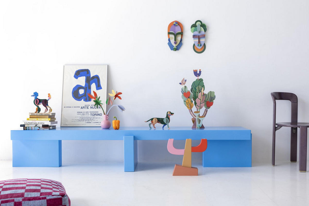 WANDSKULPTUR Bunt 6,5/22 cm - Multicolor, Wellpappe (6.5/22/22cm) - KUNSTLOFT