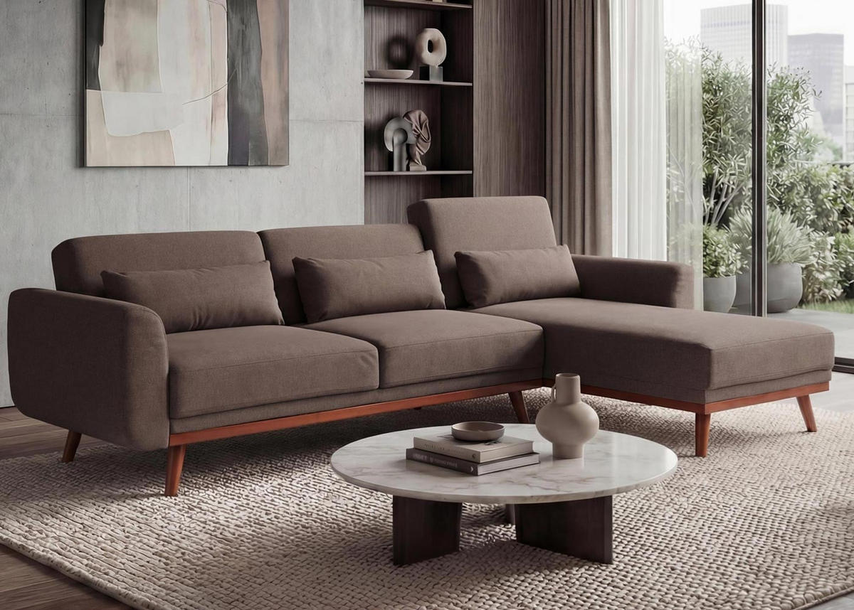 SOFA Braun - Braun, Textil (280/139cm) - MCW