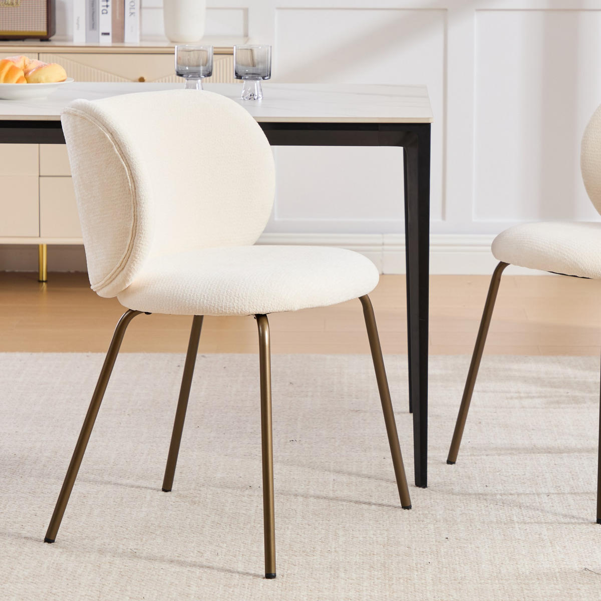 STUHL DE-36344 mit Bronzemetallbeinen Creme - Creme, Metall (52/80/46.5cm) - ComfortXL