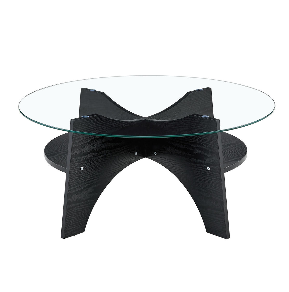 BEISTELLTISCH 80/36 cm in Schwarz/Transparent aus Glas und MDF - Schwarz, Holzwerkstoff (80/80/36cm) - Flora Grace