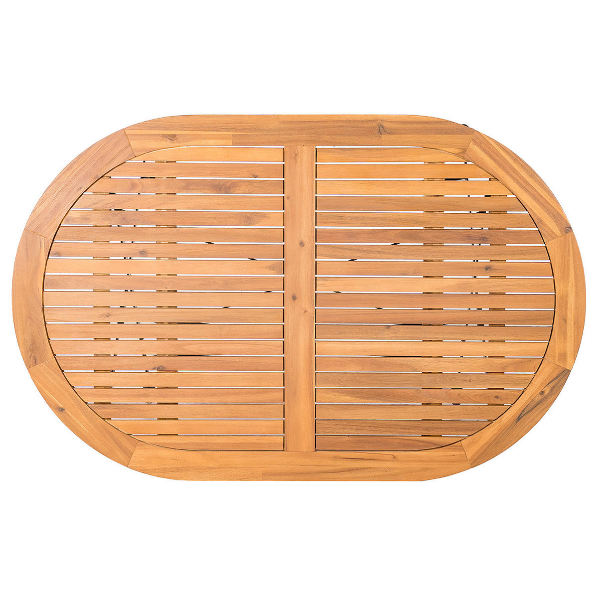 GARTENTISCH OVAL - Akazie massiv / Stahl - Braun / Schwarz - Schwarz/Braun, Holz/Metall (90/140/75cm) - home24