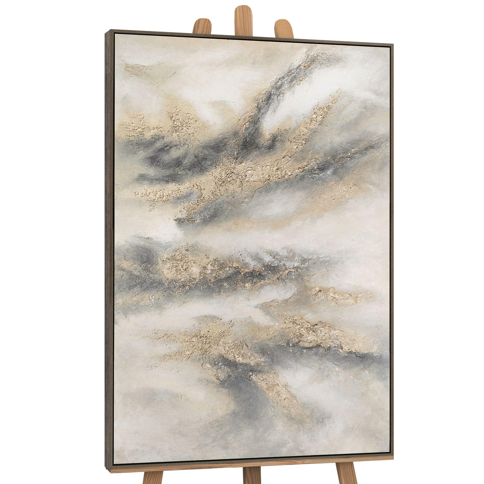 GEMÄLDE Wolkenmelodie Schattenfugenrahmen Grau 140x100 cm - Grau, Holz (140/100cm) - YS-art gallery
