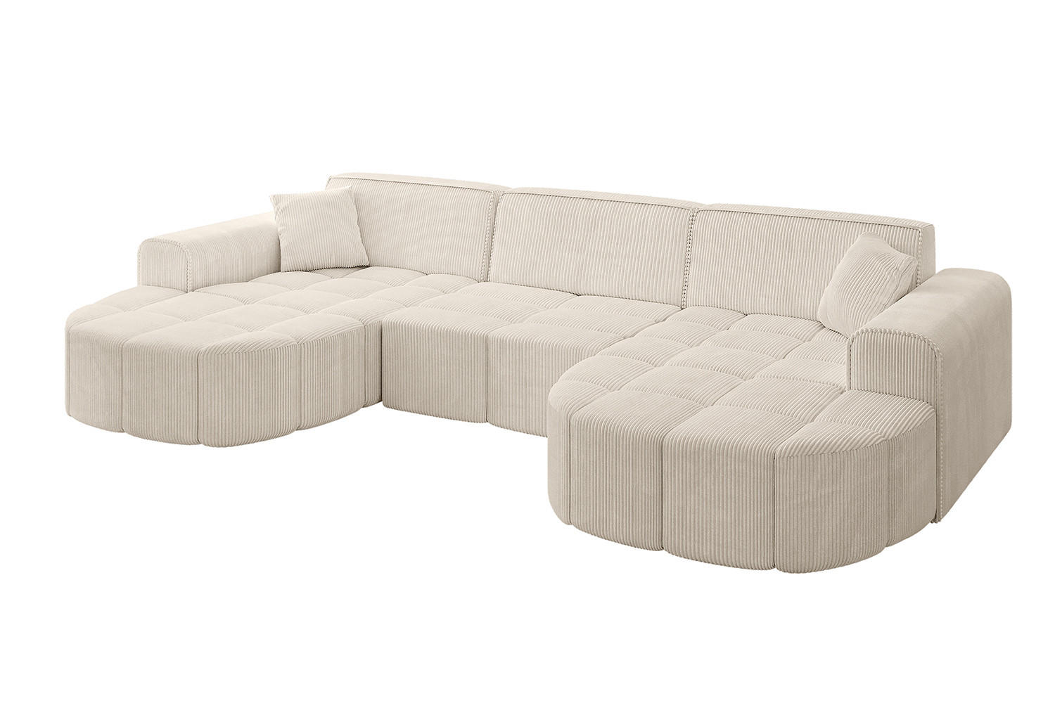 WOHNLANDSCHAFT LIVO-U1 - 315x173x79,5 cm Beige - Beige, Holzwerkstoff/Textil (315/79/173cm) - ALTDECOR