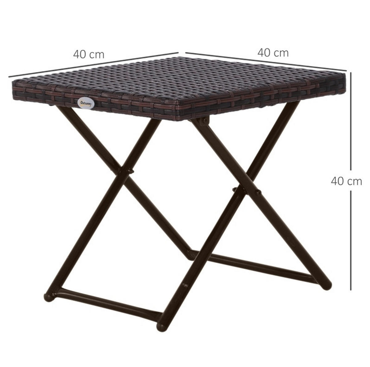 GARTENTISCH aus Polyrattan 40x40x40 cm Braun mit Klappfunktion - Braun, Metall (40/40/40cm) - Modfu