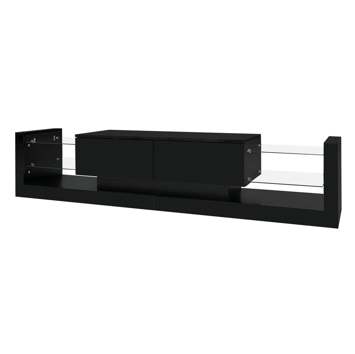 TV-SCHRANK-SET mit Couchtisch in Hochglanz Schwarz mit LED 181/38/38 cm + 100/50/40.3 cm - Schwarz, Holzwerkstoff (50/181/78.3cm) - Redom