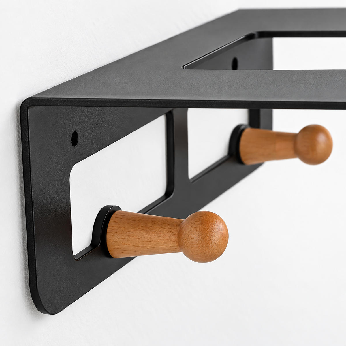 FAHRRADWANDHALTERUNG Schwarz 3-in-1 mit Ablage und Haken - Schwarz, Metall (35/9.5/30.5cm) - Relaxdays