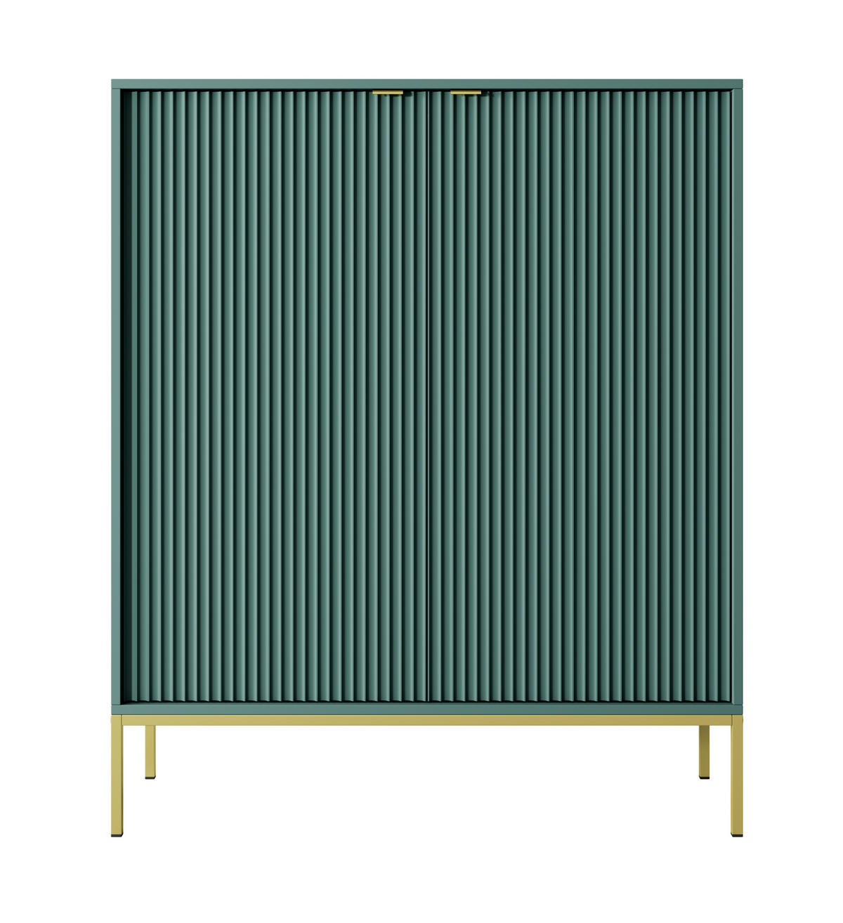SIDEBOARD Eternas 2T Grün 104/125/39 cm – goldene Füße, mit geriffelten Fronten - Goldfarben/Grün, Holzwerkstoff (104/125/39cm) - AX Living
