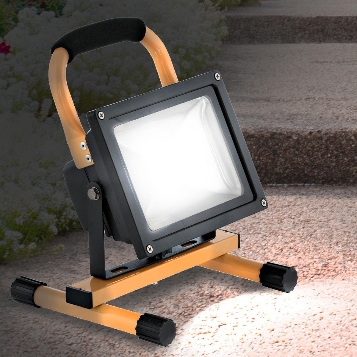 LED BAUSTRAHLER Schwarz Gelb schwenkbar 2er Set - Schwarz, Glas (22.5/10/28cm)