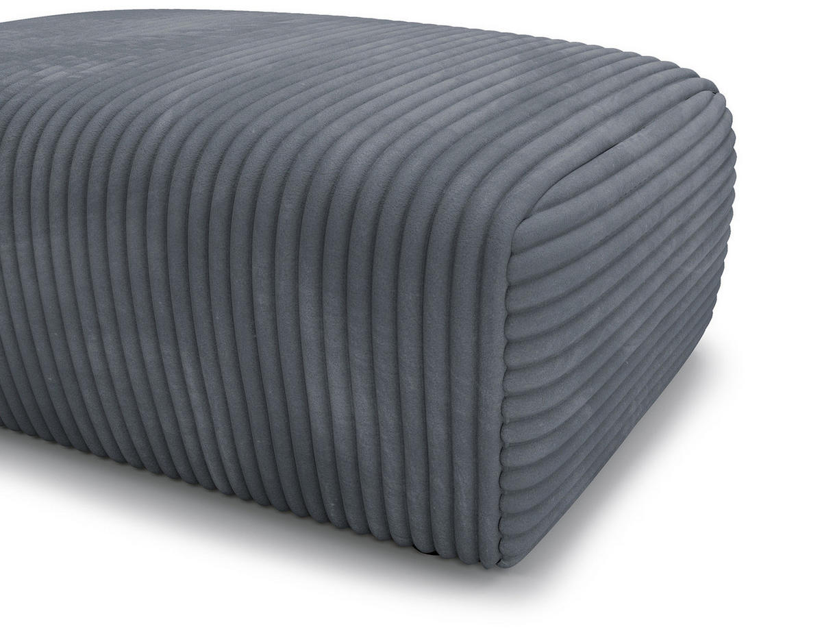 POLSTERHOCKER - Cord - Blaugrau/Schwarz, Kunststoff/Textil (110/40/72cm) - home24