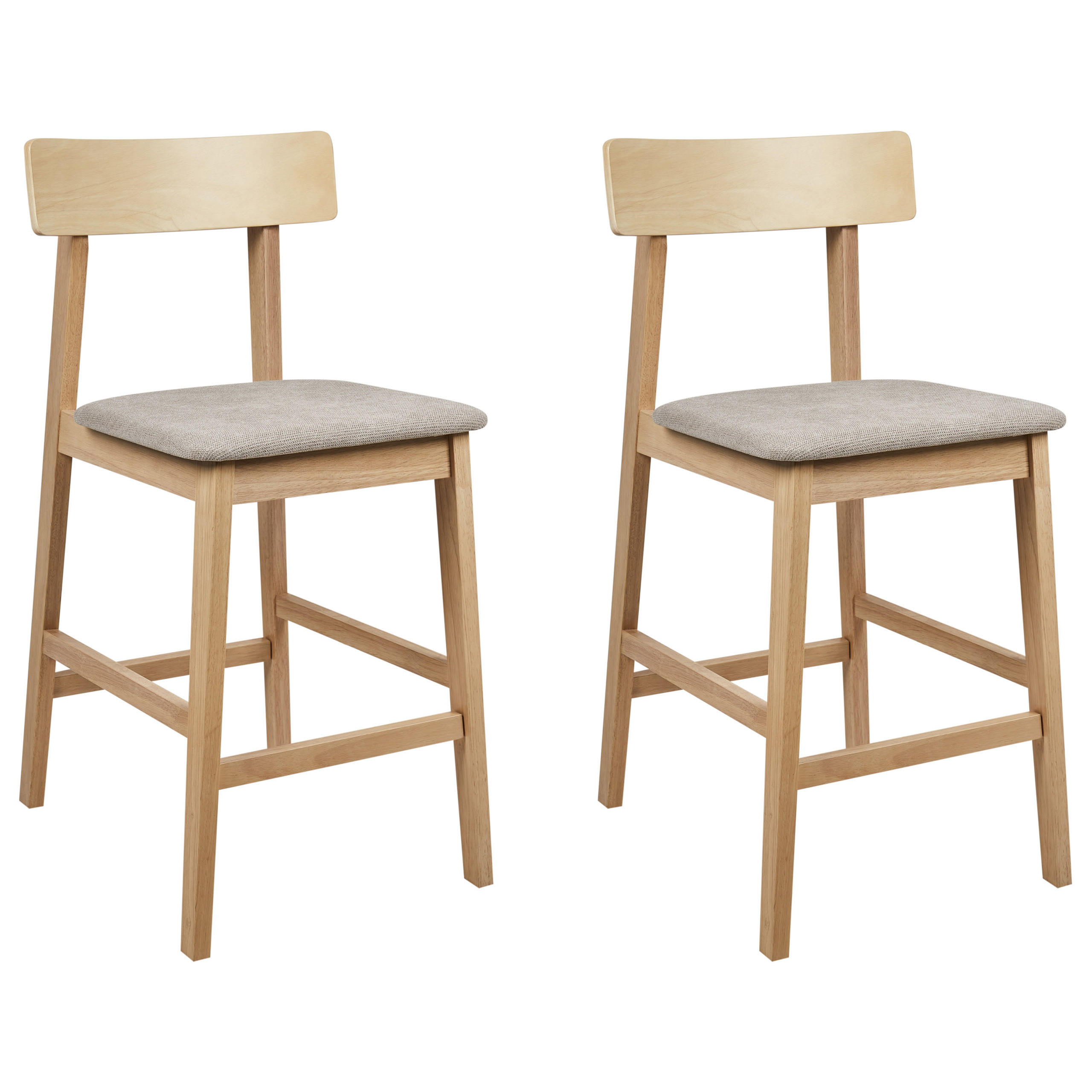BARSTÜHLEN 2er-Set Taupe Isanti - Taupe/Braun, Holz (44/92/51cm) - Beliani