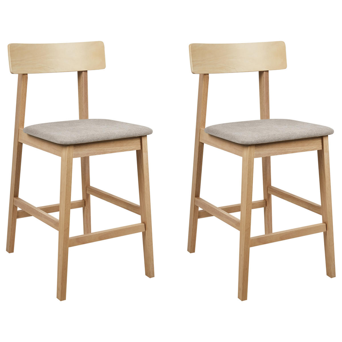 BARSTÜHLEN 2er-Set Taupe Isanti - Taupe/Braun, Holz (44/92/51cm) - Beliani