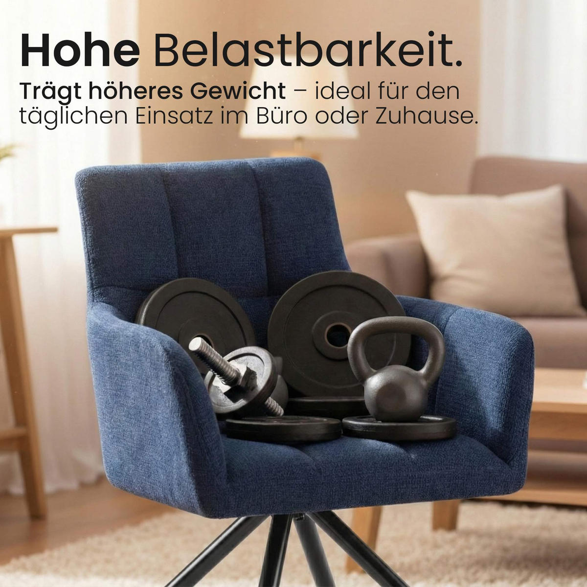 ARMLEHNENSTUHL Stoff Dunkelblau - Schwarz/Dunkelblau, Textil/Metall (59/87/59cm) - CLP