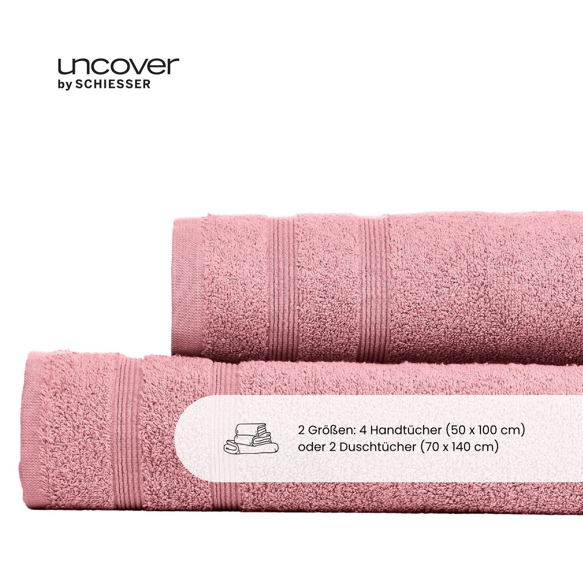 DUSCHTUCHSET Brooklyn - 2-teilig - 70x140 cm - Malve - Mauve, Textil (70/140cm) - Uncover by Schiesser