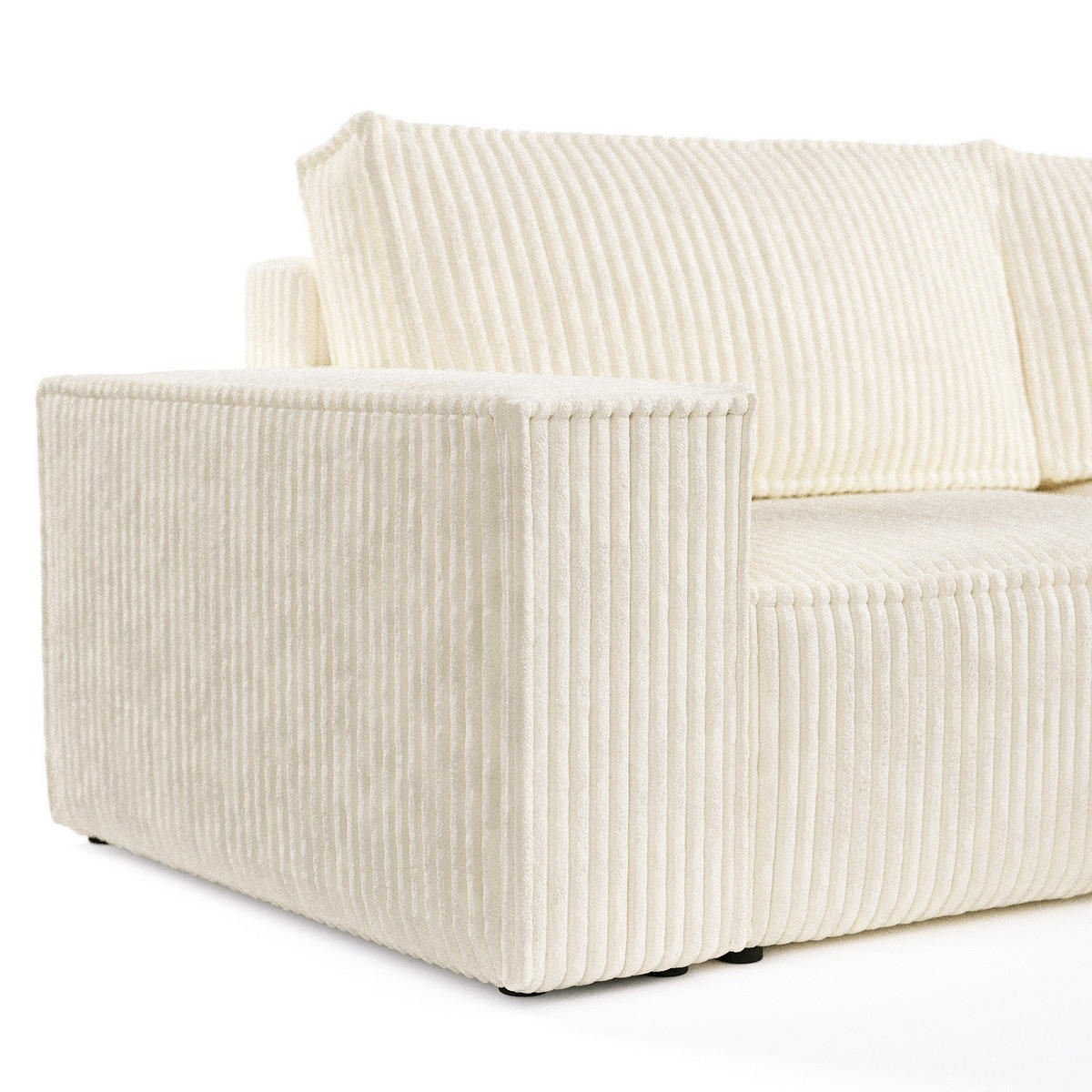 ROHOVÁ SEDAČKA CAVO, textil, Krémová - černá/krémová, dřevo/kompozitní dřevo (255/148cm) - AltaBeds