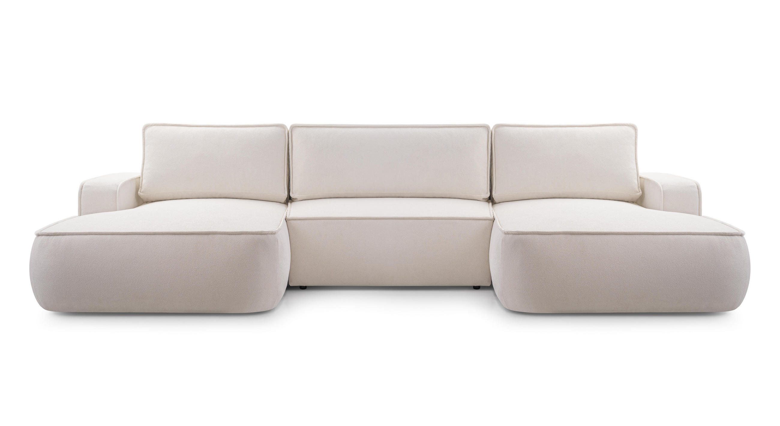 WOHNLANDSCHAFT Ablia Creme 364/168/87 cm mit Schlaffunktion - Creme/Schwarz, Kunststoff/Textil (364/87/168cm) - AX Living