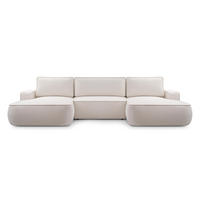 WOHNLANDSCHAFT Ablia Creme 364/168/87 cm mit Schlaffunktion - Creme/Schwarz, Kunststoff/Textil (364/87/168cm) - AX Living
