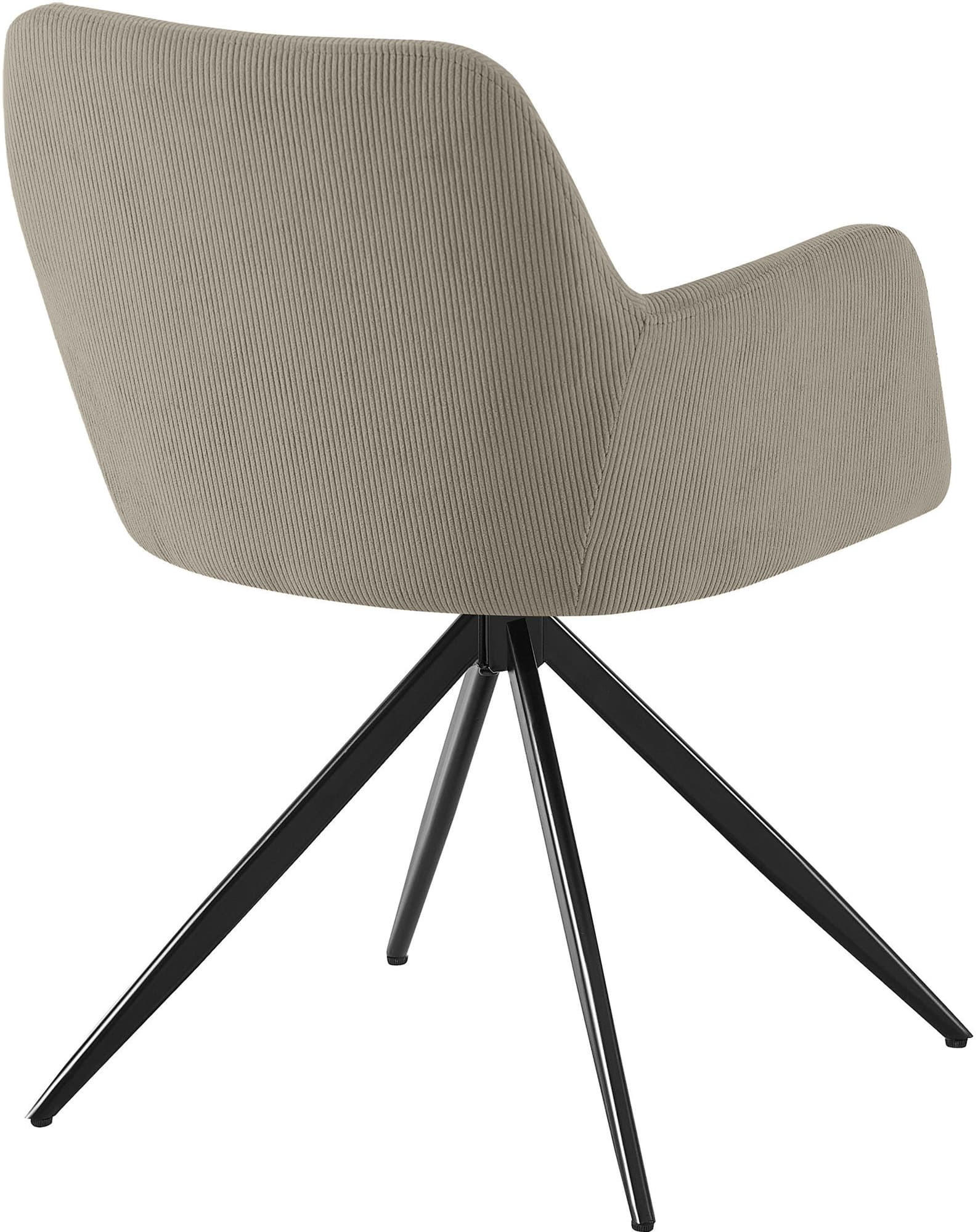ESSZIMMERSTUHL Velina Cord taupe - Schwarz/Grau, Textil/Metall (56/81/62cm) - TPFLiving
