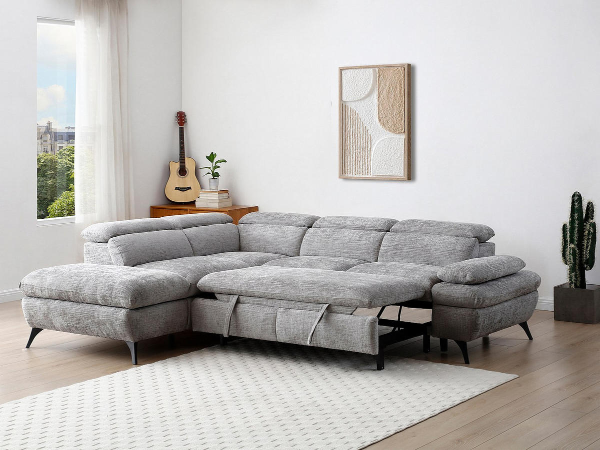 SCHLAFSOFA - 5 Personen - Stoff - Grau - - Grau, Textil (280/79/233cm) - Vente-Unique