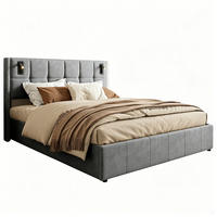 POLSTERBETT 160x200 cm Grau mit Stauraum und Schubladen, Doppelbett mit Lattenrost, modernes Bett - Naturfarben/Grau, Holz/Metall (160/200cm) - PARAFTA HOME