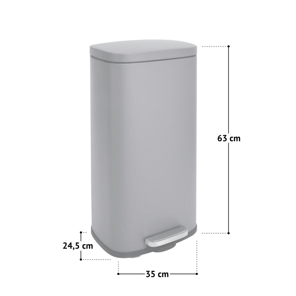 Thumbnail - Svita Mülleimer, Grau, Metall, Quadratisch, 35x63x25 cm, Küchen, Küchenausstattung, Mülleimer