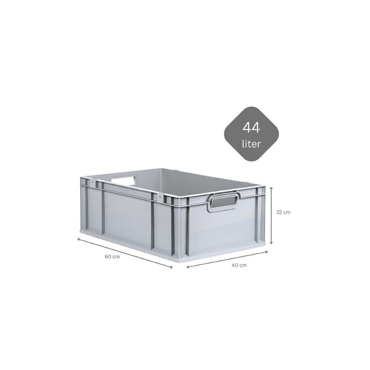 EUROBOX 4x Nextgen Economy Mit Scharnierdeckel Grau/BlauGriffe Offen 44 Liter - Blau, Kunststoff (40/22/60cm) - PROREGAL