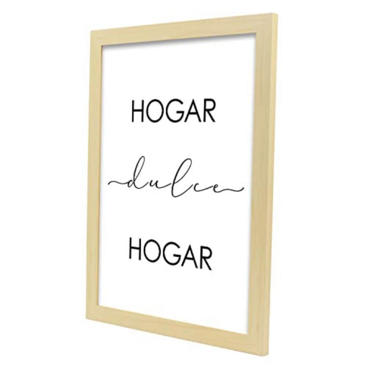 POSTER Set mit 4 Zuhause TypografieStil A3 Rahmen aus hellem Holz - Beige, Papier (29.7/3cm) - Nacnic