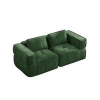 SOFA 198/93/67 cm in Grün aus Polyester mit tiefer Sitzfläche - Grün, Kunststoff (93/67/198cm) - Flora Grace