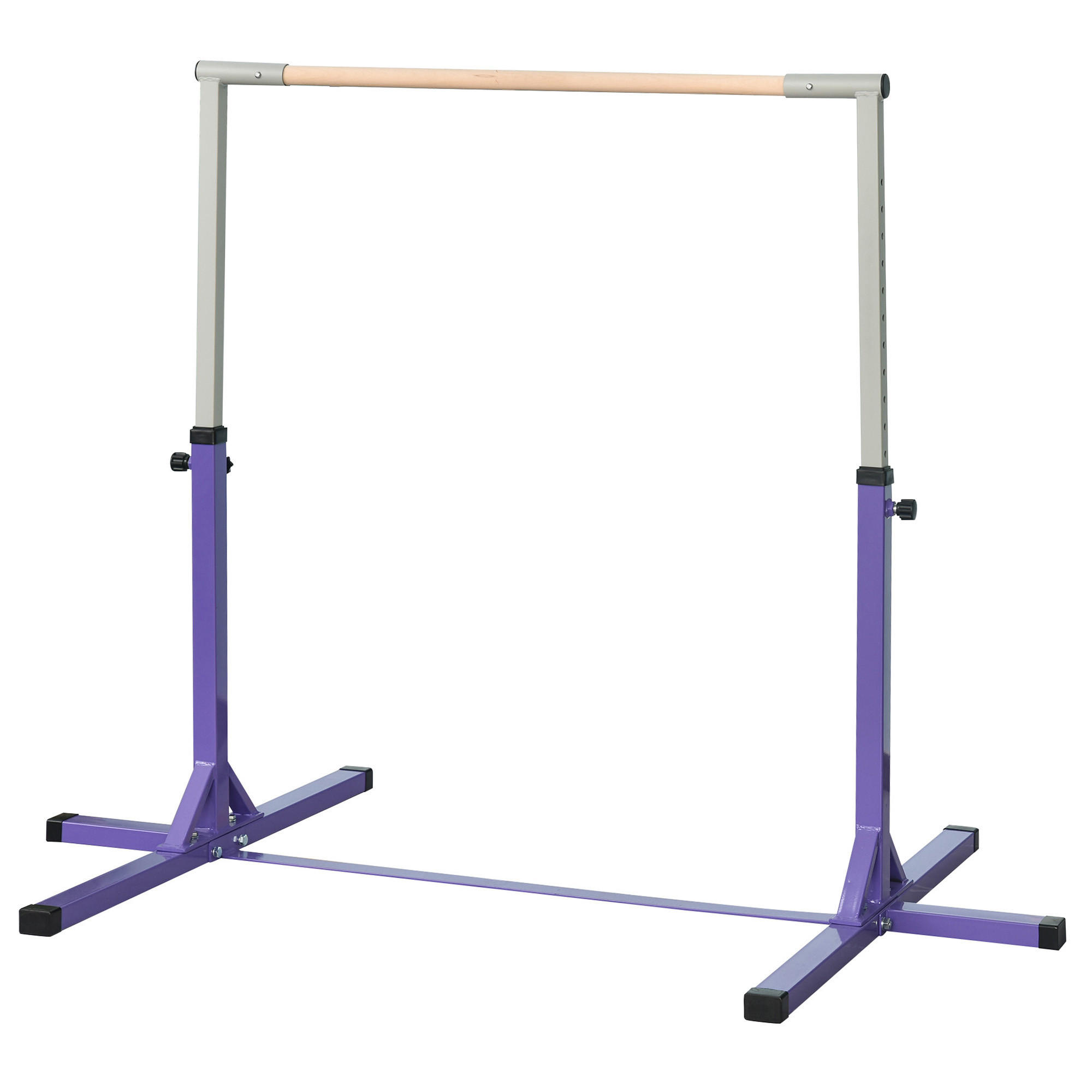GYMNASTIK-TURNRECK, Reckstange, 13-stufig verstellbar, bis 75 kg belastbar, Lila - Violett, Metall (121/194cm) - HOMCOM