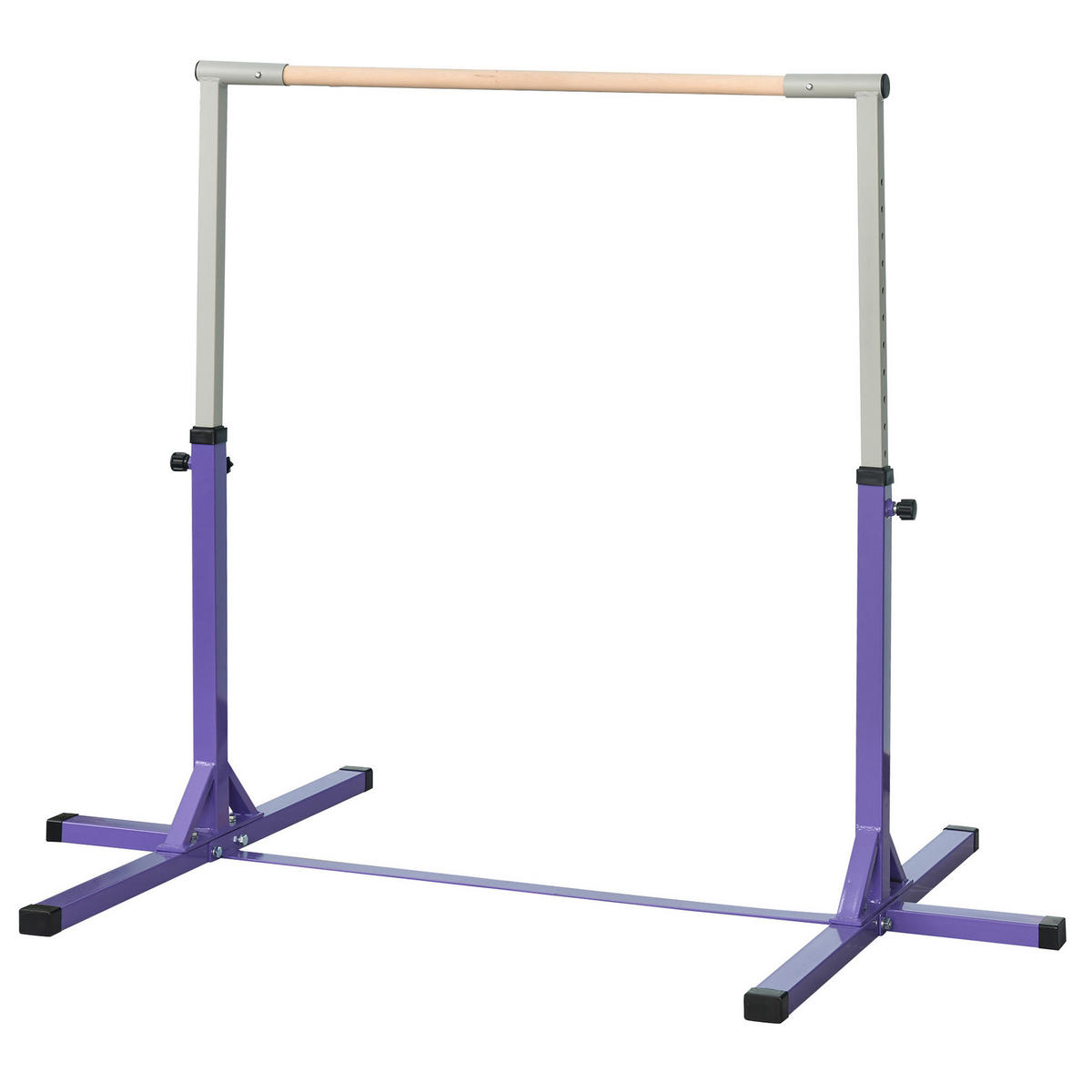 GYMNASTIK-TURNRECK, Reckstange, 13-stufig verstellbar, bis 75 kg belastbar, Lila - Violett, Metall (121/194cm) - HOMCOM