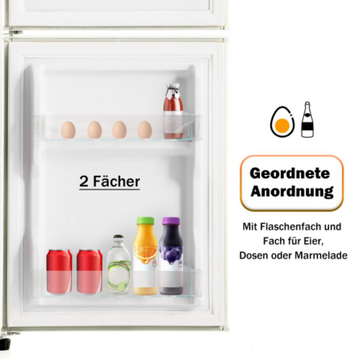 MINIKÜHLSCHRANK Cremeweißen 88.8/45.5/42.5 cm 60L - Ecru, Kunststoff/Metall (45.5/42/88.8cm)