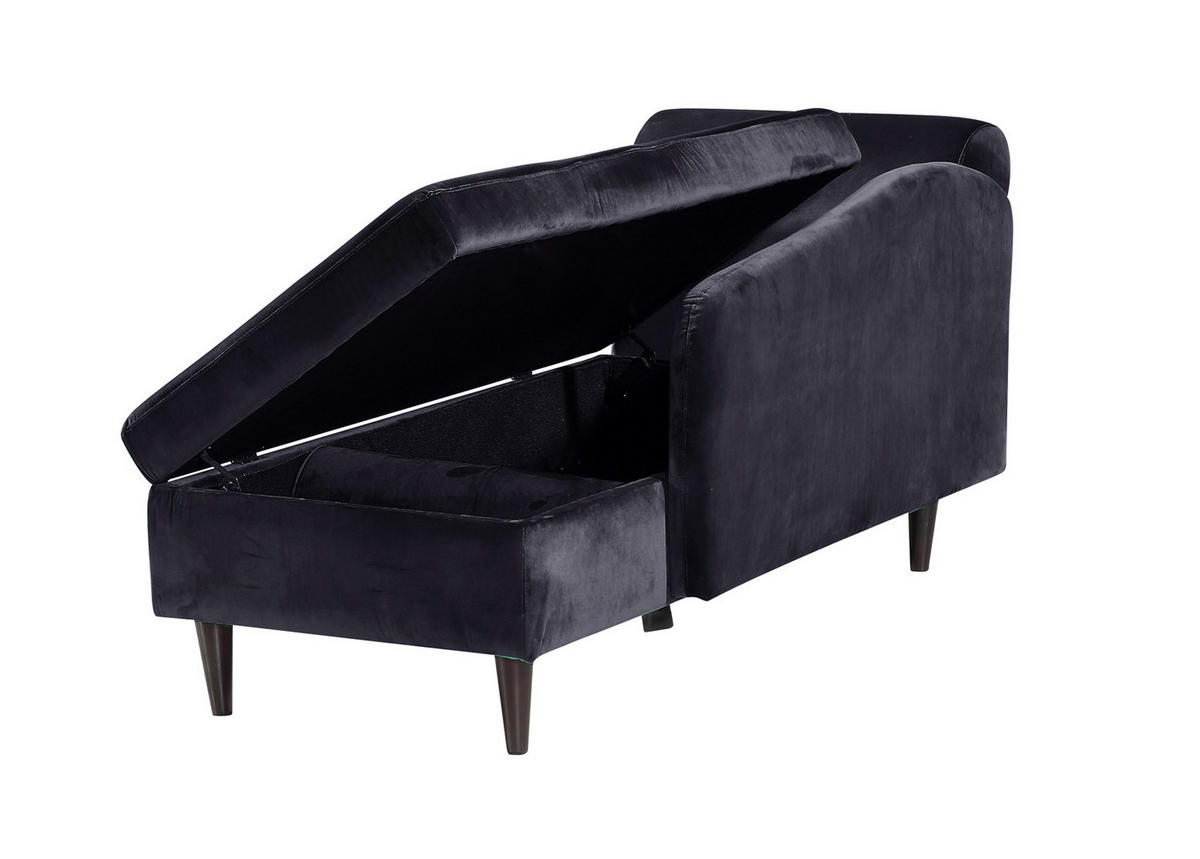 POLSTERLIEGE SARAH Schwarz Webstoff - Dunkelbraun/Schwarz, Textil (163/77/73cm) - KAWOLA