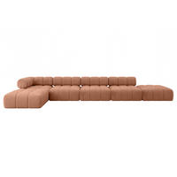 ECKSOFA modulares Sofa Kerru-L3 - 475x190x70 cm Apricot Velours - Koralle, Holzwerkstoff/Textil (475/190cm) - ALTDECOR