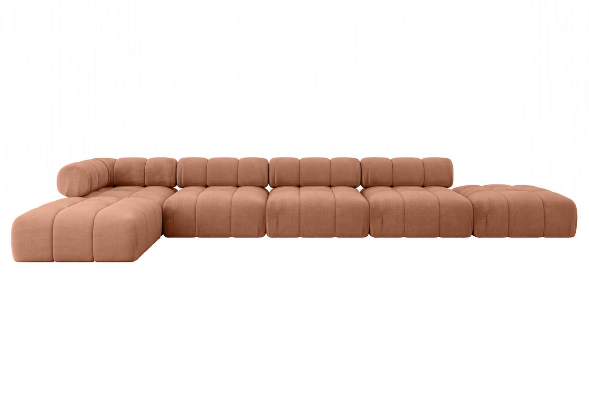 ECKSOFA modulares Sofa Kerru-L3 - 475x190x70 cm Apricot Velours - Koralle, Holzwerkstoff/Textil (475/190cm) - ALTDECOR