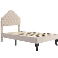 POLSTERBETT aus Samt 90x200 cm Beige mit Lattenrost und höhenverstellbarem Kopfteil - Beige, Textil (90/200cm) - IVMEU