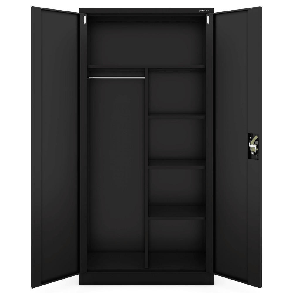 MEHRZWECKSCHRANK Metall abschließbar REKL 185x90x45cm Schwarz - Schwarz, Metall (90/185/45cm) - DELUKE