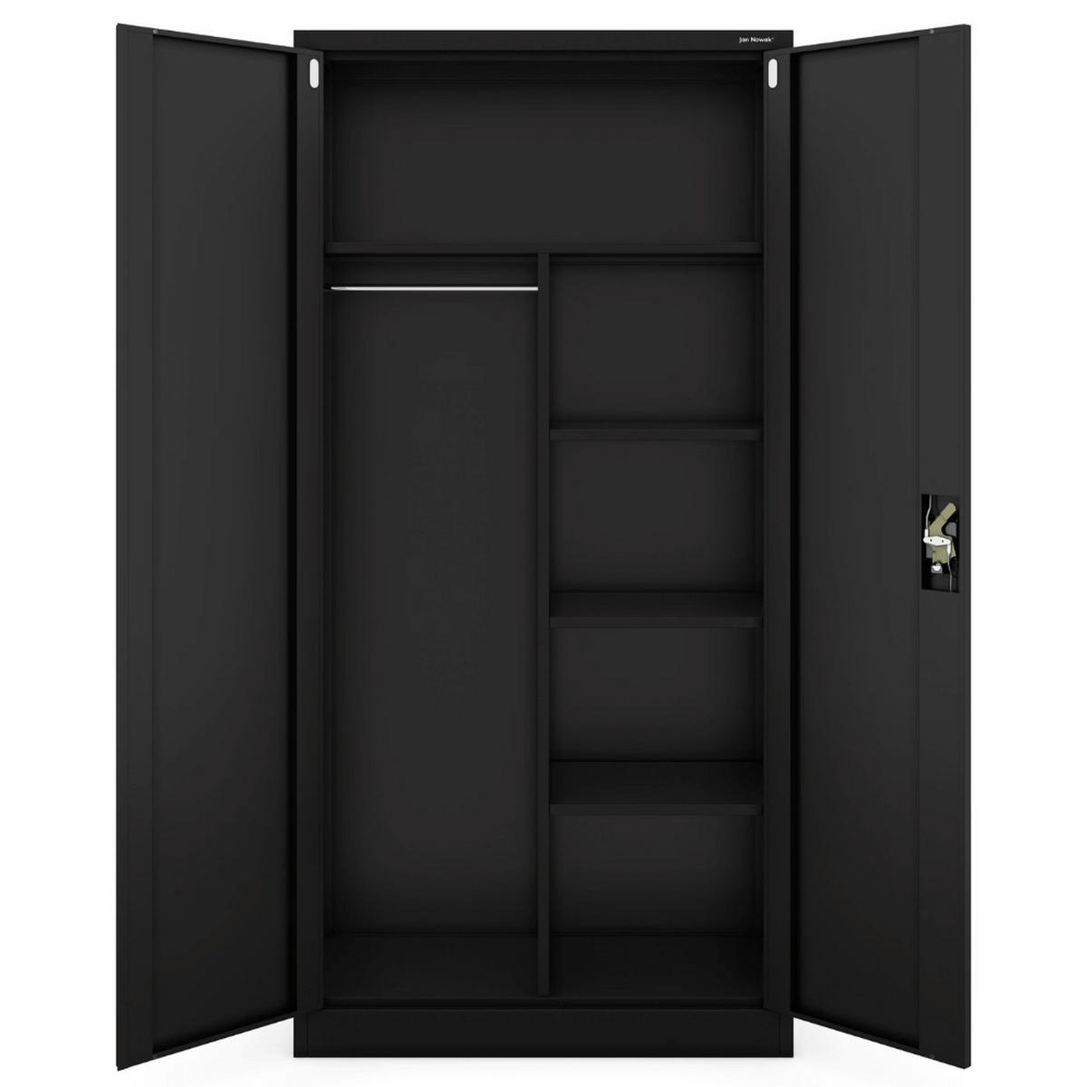 MEHRZWECKSCHRANK Metall abschließbar REKL 185x90x45cm Schwarz - Schwarz, Metall (90/185/45cm) - DELUKE